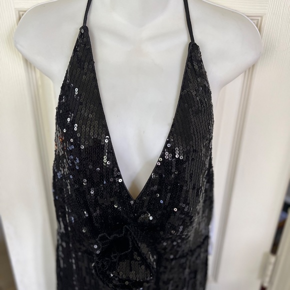 Lulus Black Sequin Rosette Halter - Picture 7 of 13